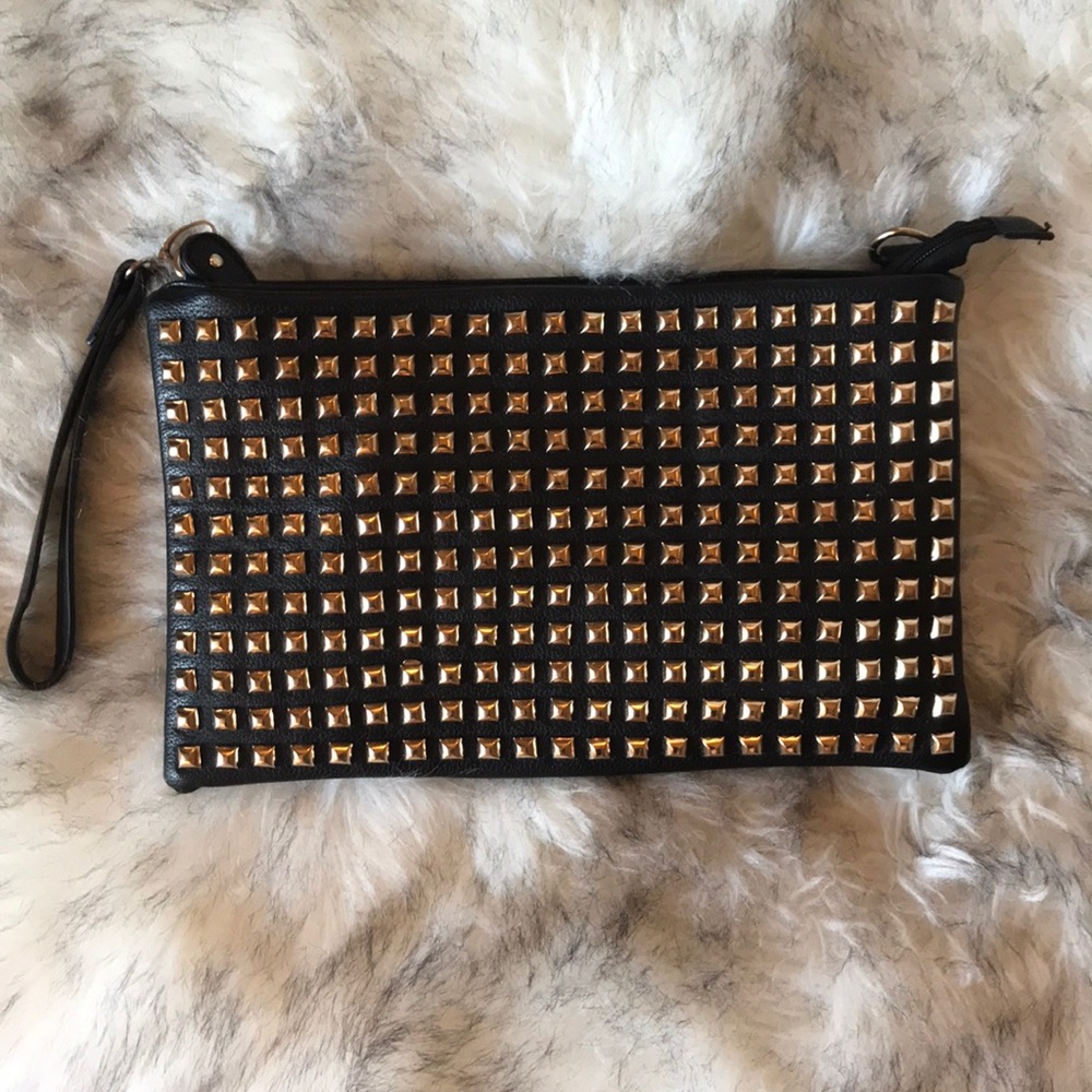 Black Clutch with Gold Studs